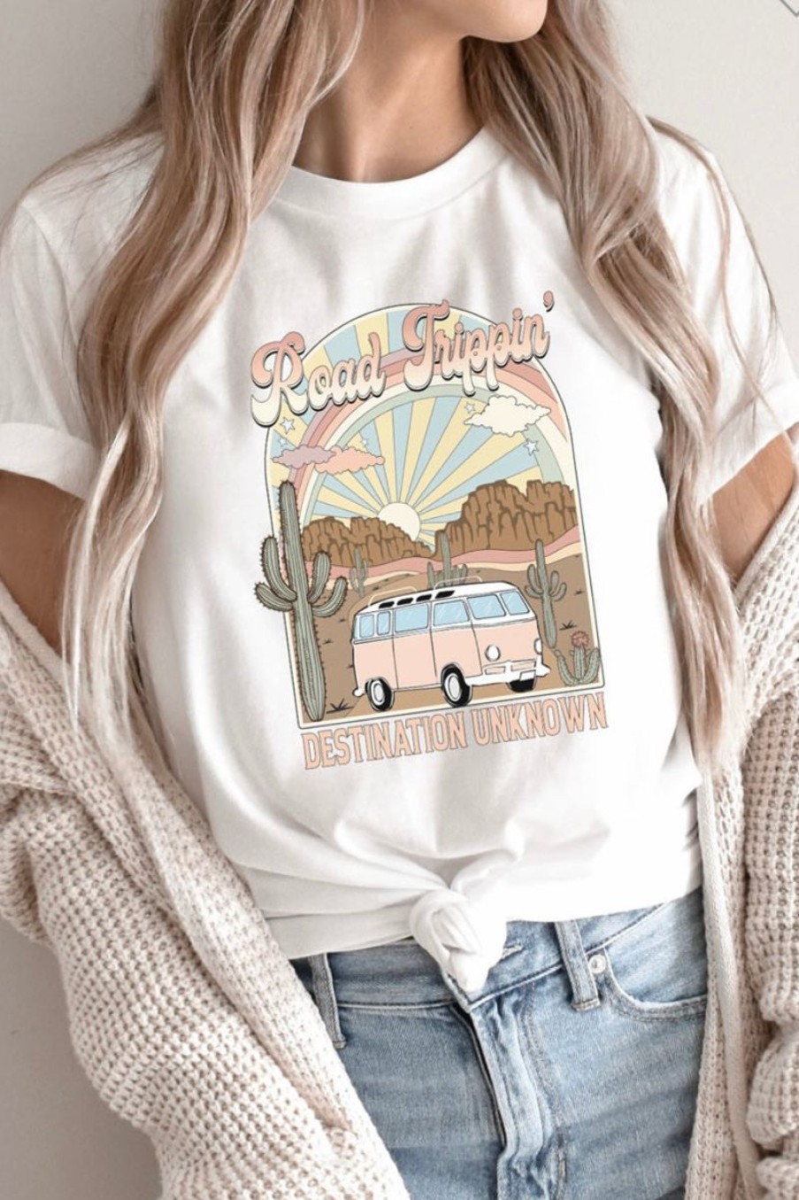 Women Aqua Bay Tanks & Tees | Road Trippin' T-Shirt-Last One Size L