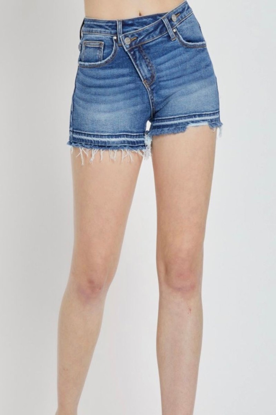 Women Aqua Bay Tops, Bottoms & Sets | Mid Rise Loose Fit Cross Over Denim Shorts