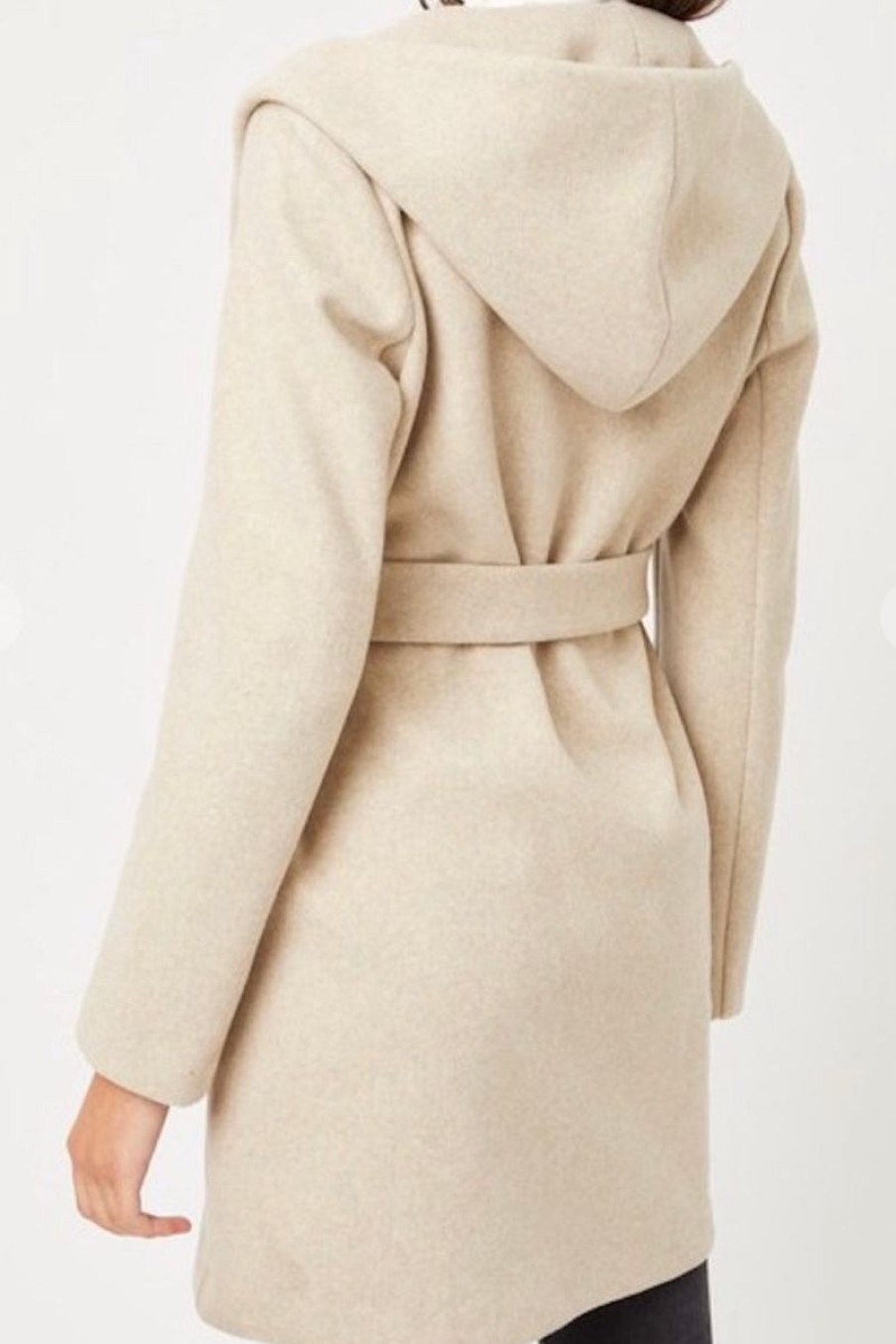 Women Aqua Bay Sweaters & Cardigans | Shay Belted Hooded Coat Oatmeal