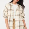 Women Aqua Bay Tops | Free People Summer Daydream Plaid Button Down Top-Size Xl Ivory Plaid