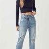 Women Aqua Bay Bottoms | Boyfriend Cross Over Fly Distressed Cuffed Jeans