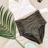 Women Aqua Bay Bikini Bottoms | The "Monroe" High Waist Pleated Bikini Bottom In Stone Grey