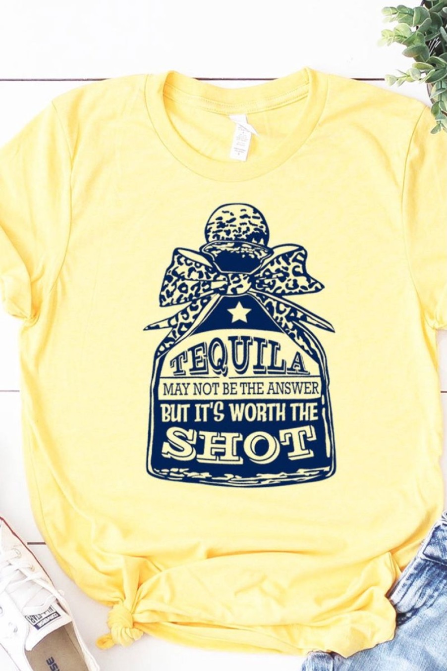 Women Aqua Bay Tanks & Tees | Tequila May Not Be The Answer But It'S Worth The Shot T-Shirt-Last One Size 3X