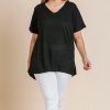 Women Aqua Bay Tops | Tj Linen Blend V-Neck T-Shirt