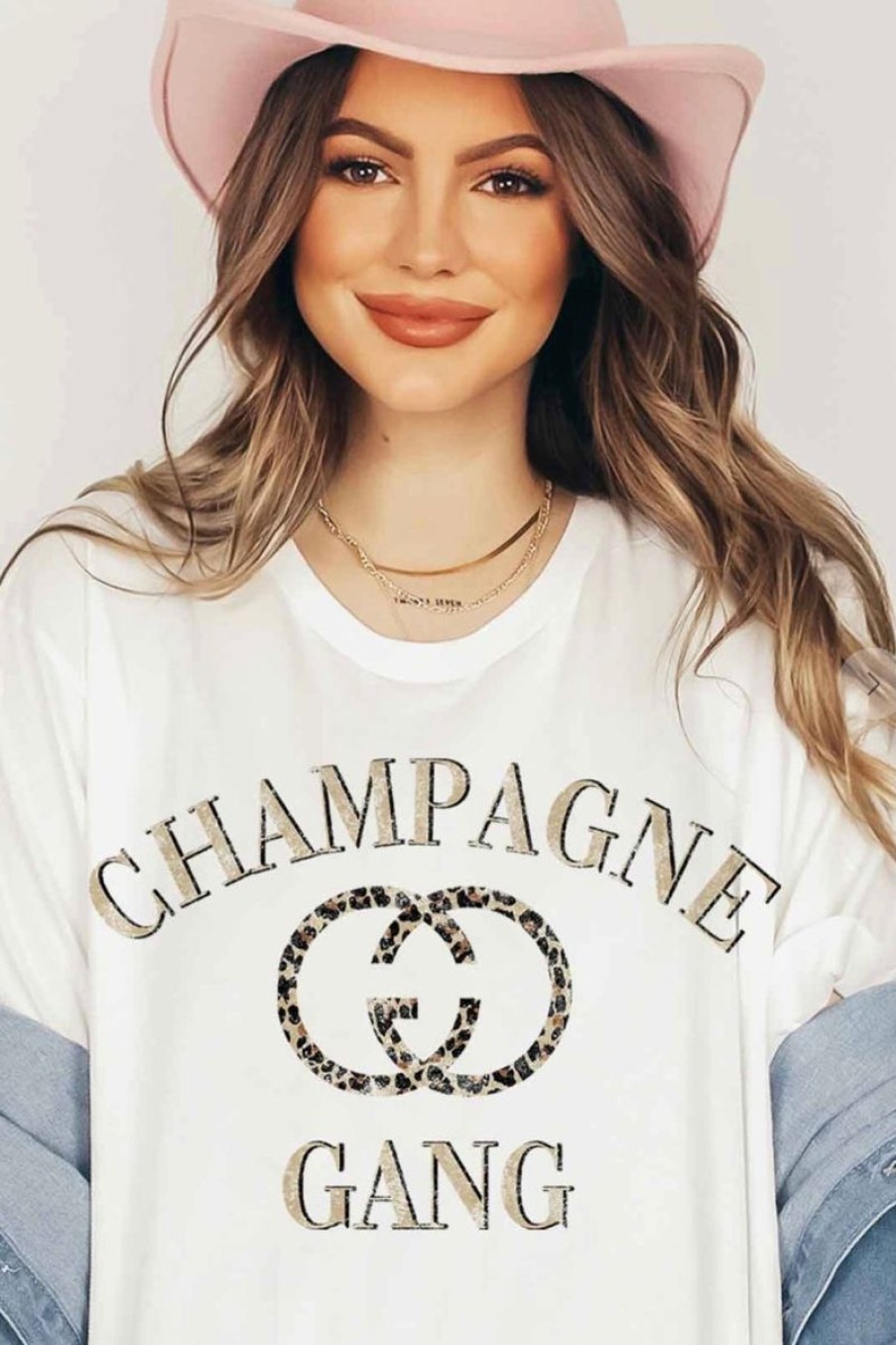 Women Aqua Bay Tanks & Tees | Champagne Gang T-Shirt