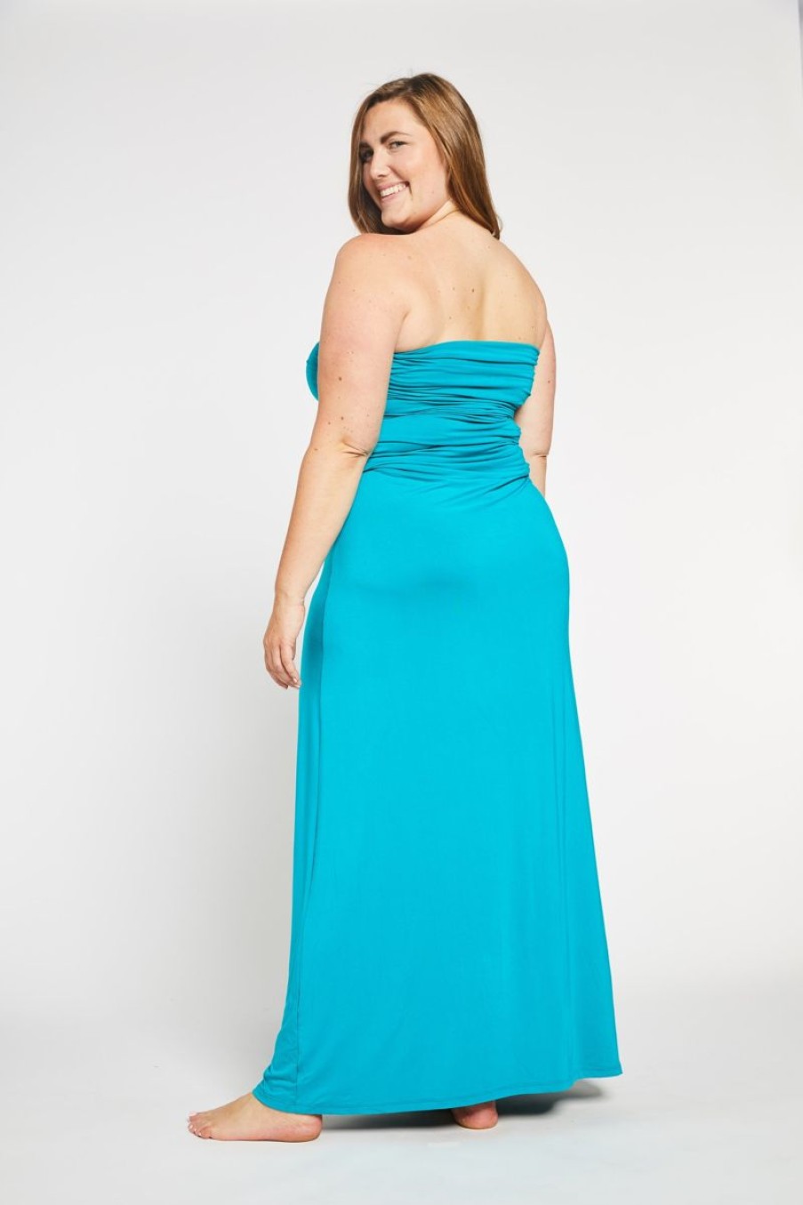 Women Aqua Bay Dresses And Rompers | Bamboo 3 Way Convertible Maxi Dress In Aqua