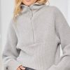 Women Aqua Bay Tops | Grey 1/4 Zip Sweater