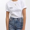 Women Aqua Bay Tanks & Tees | Brunette The Label The "Definition Of A Babe" Crew Neck White Tee-Last One Size Xl/Xxl