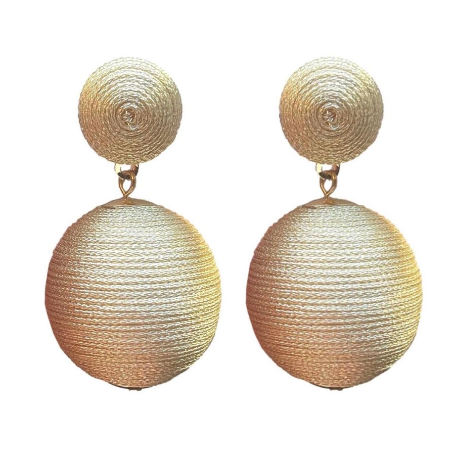 Women Aqua Bay Earrings | Gold Metallic Lido Pom Poms Earrings