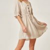 Women Aqua Bay Dresses & Rompers | Pinstripe Puff Sleeve Dress