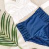 Women Aqua Bay Bikini Bottoms | The "Monroe" High Waist Pleated Bikini Bottom In Ocean Navy