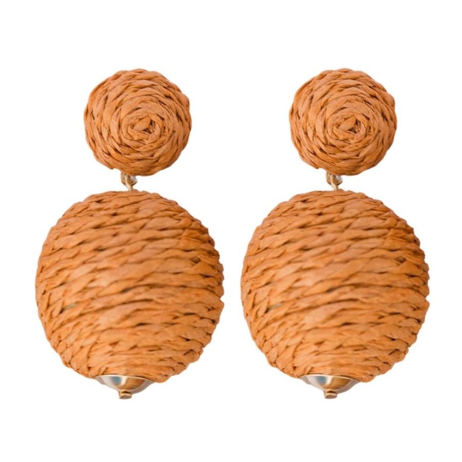 Women Aqua Bay Earrings | Brown Lido Pom Poms Earrings