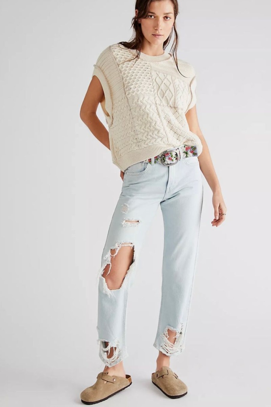 Women Aqua Bay Sweaters & Cardigans | Free People Take The Plunge Sweater Vest-Size Xs Tea