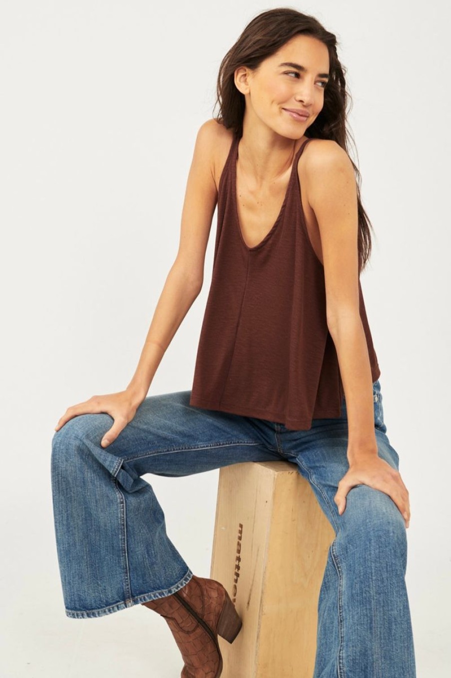 Women Aqua Bay Tanks & Tees | Free People Dani Tank Top Brown