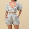 Women Aqua Bay Tops | Summer Stripes Cotton Short Set