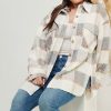 Women Aqua Bay Tops | Teddy Plaid Sherpa Shacket