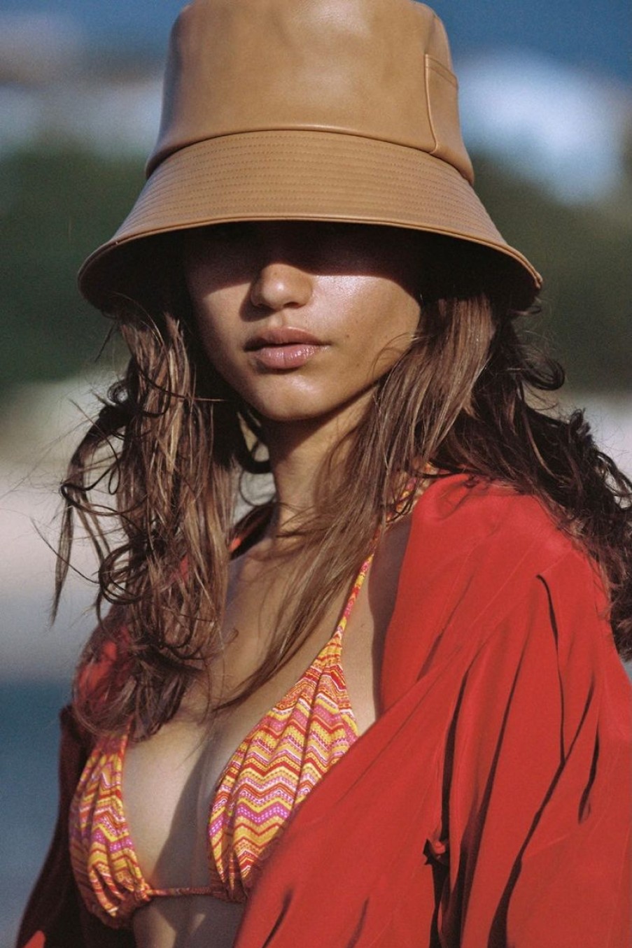 Women Aqua Bay Hats | Lack Of Color Tan Vegan Leather Bucket Hat