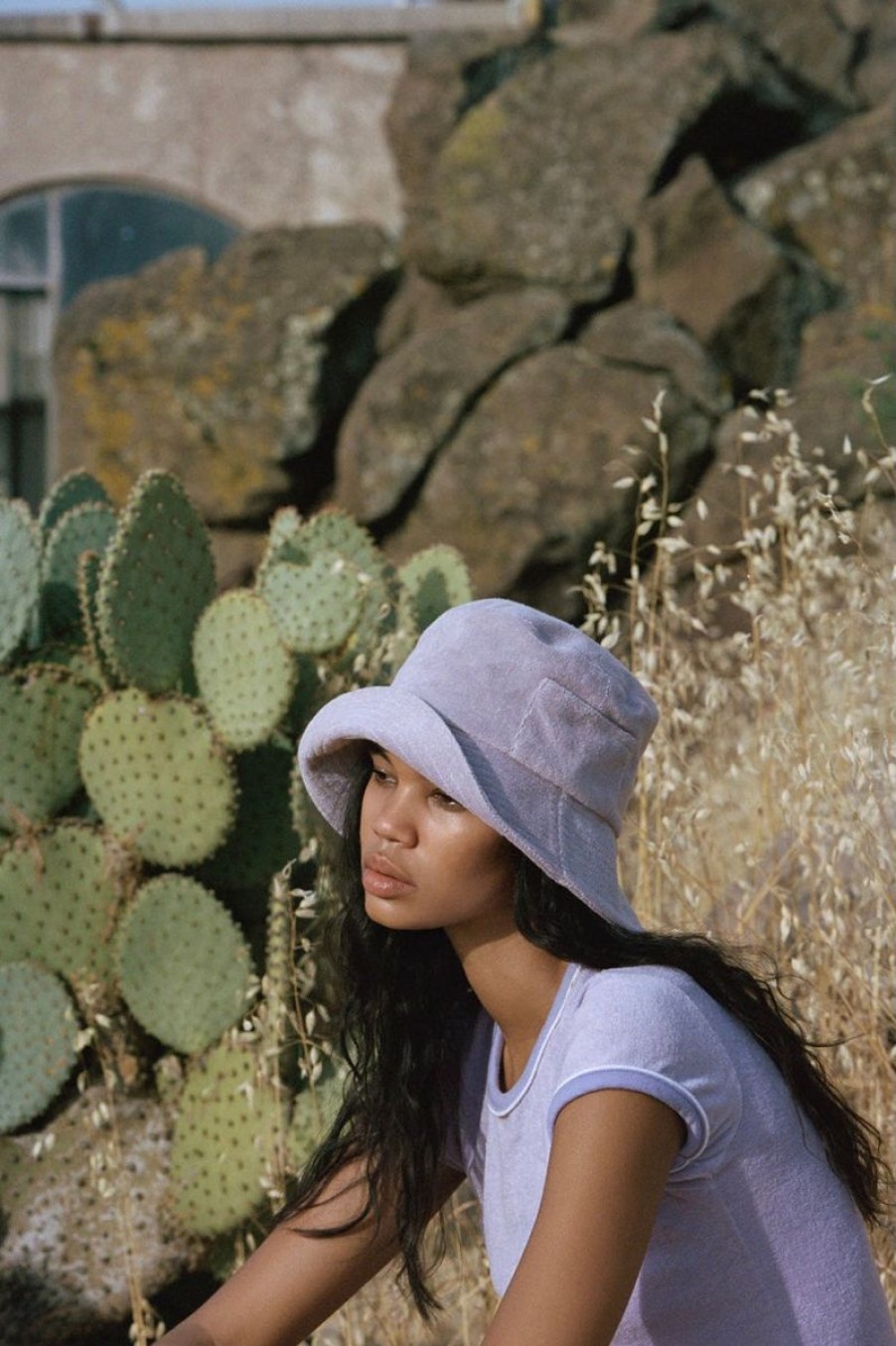 Women Aqua Bay Hats | Lack Of Color Lavender Terry Bucket Hat