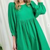 Women Aqua Bay Dresses & Rompers | Kelly Green Washed Muslin Cotton Baby Doll Dress-Size L & 2X