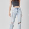 Women Aqua Bay Denim | High Rise Light Acid Wash Distressed Straight Leg Jeans