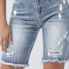 Women Aqua Bay Tops, Bottoms & Sets | Midrise Distressed Bermuda Jean Shorts