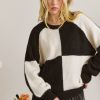 Women Aqua Bay Tops | Black And White Color Block Sweater