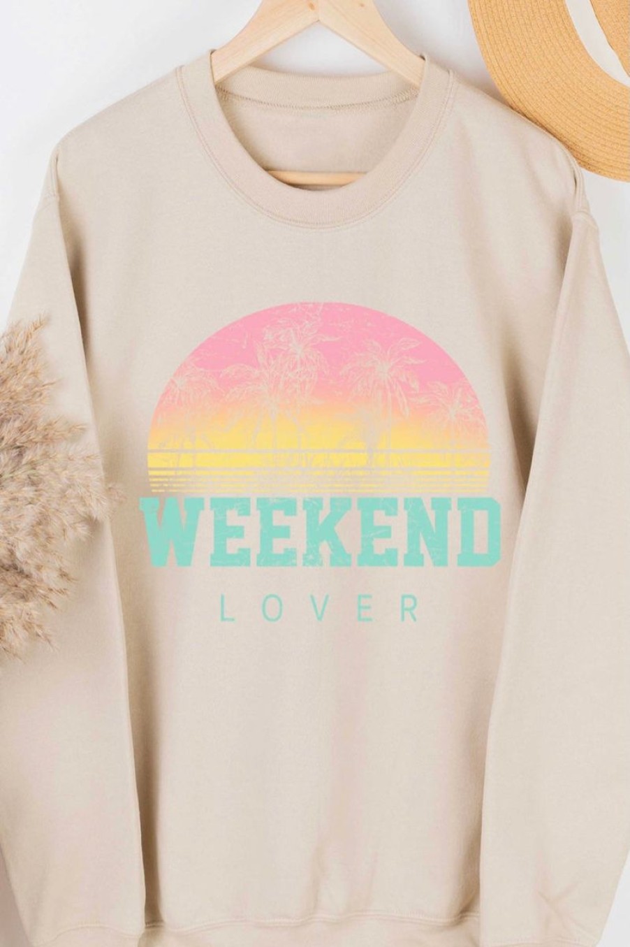 Women Aqua Bay Tops | Weekend Lover Crew Neck Sweatshirt