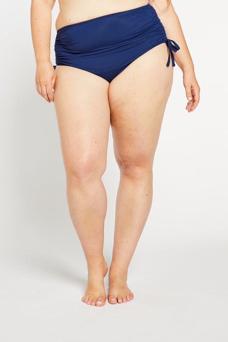 Women Aqua Bay Bikini Bottoms | The Sidney Ruched High Waist Bikini Bottom In Ocean Navy