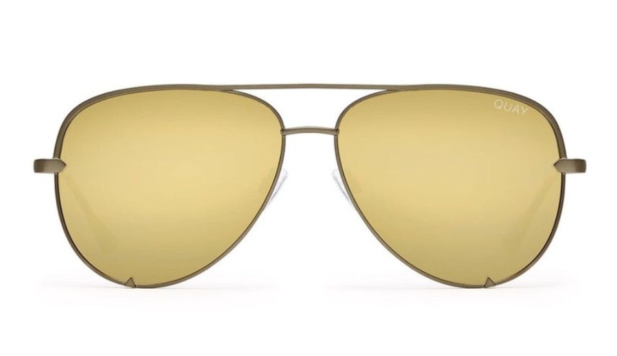 Women Aqua Bay Sunglasses | Quay Australia Sunglasses-High Key Green/Gold