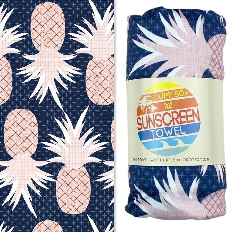 Women Aqua Bay Towels | Xl Upf 50+ Sunscreen Towel (Pink Pineapple)