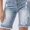 Women Aqua Bay Shorts & Skirts | Midrise Distressed Bermuda Jean Shorts