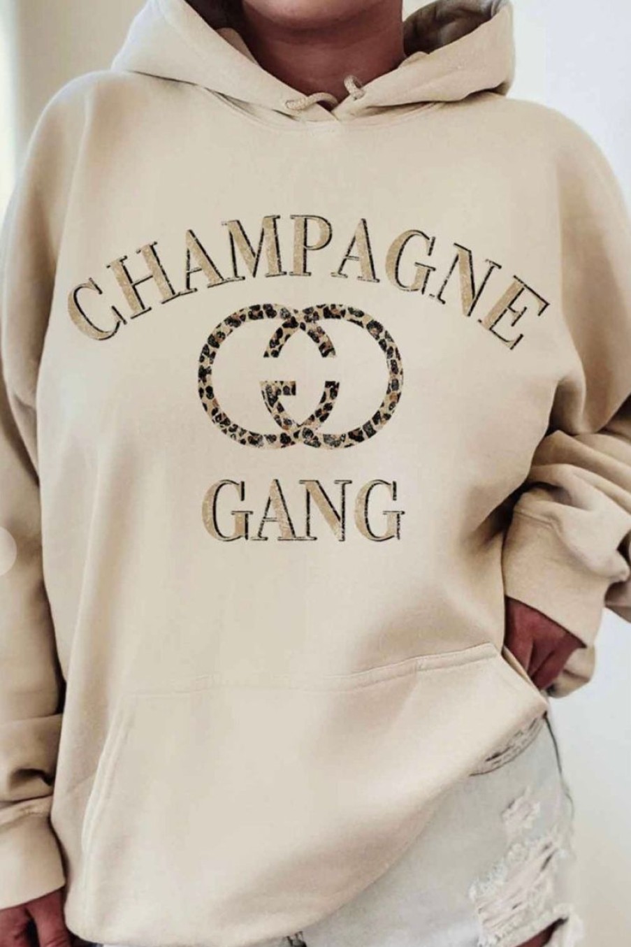 Women Aqua Bay Tops | Champagne Gang Hoodie