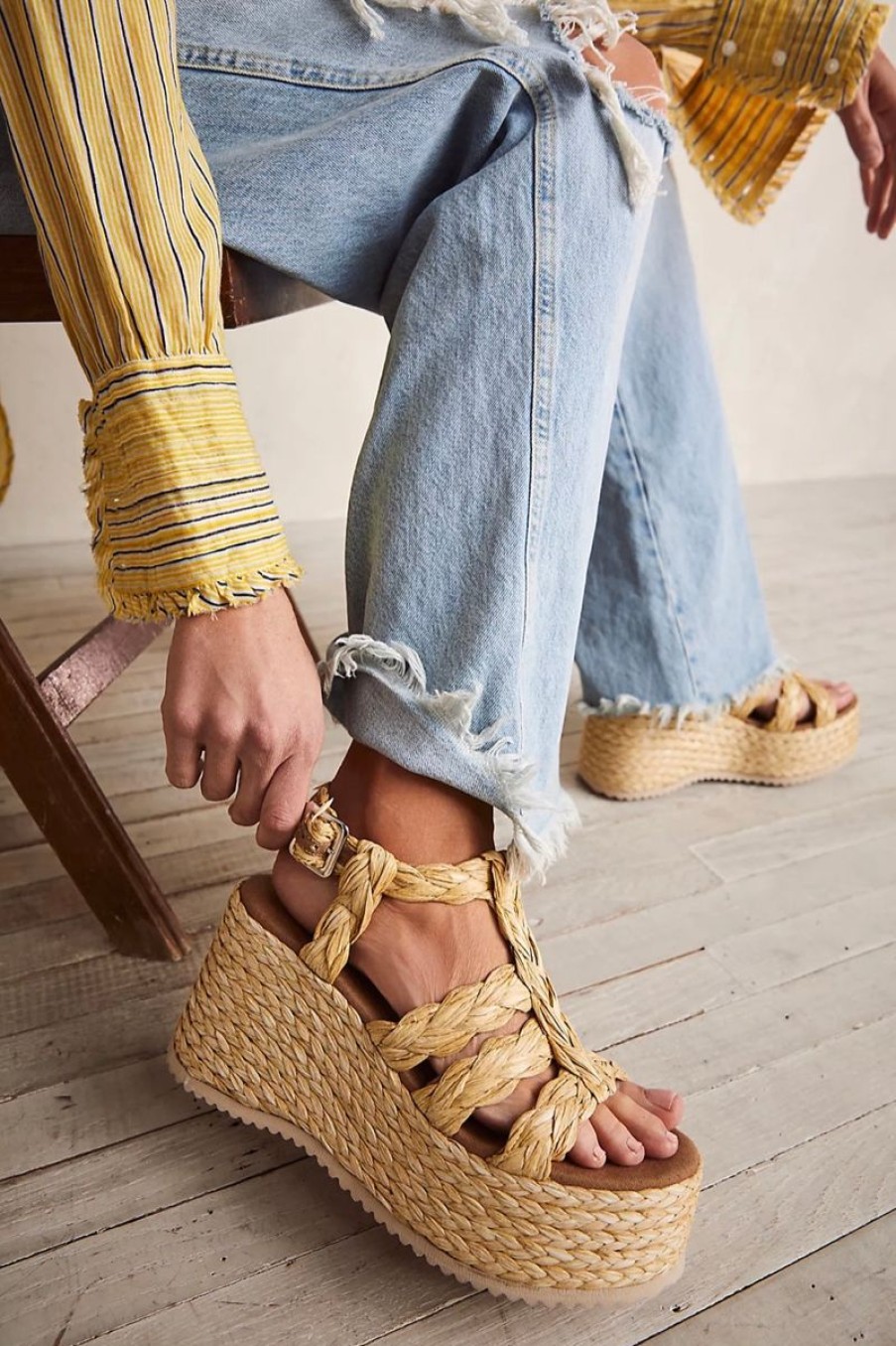 Women Aqua Bay Shoes | Free People Raffia Rendezvous Wedge Sandal