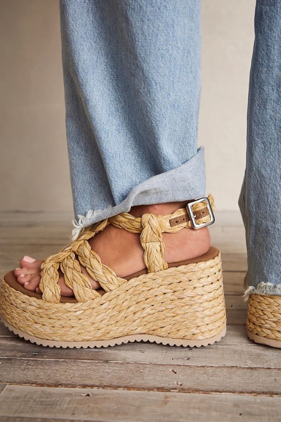 Women Aqua Bay Shoes | Free People Raffia Rendezvous Wedge Sandal