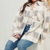 Women Aqua Bay Shackets & Jackets | Teddy Plaid Sherpa Shacket