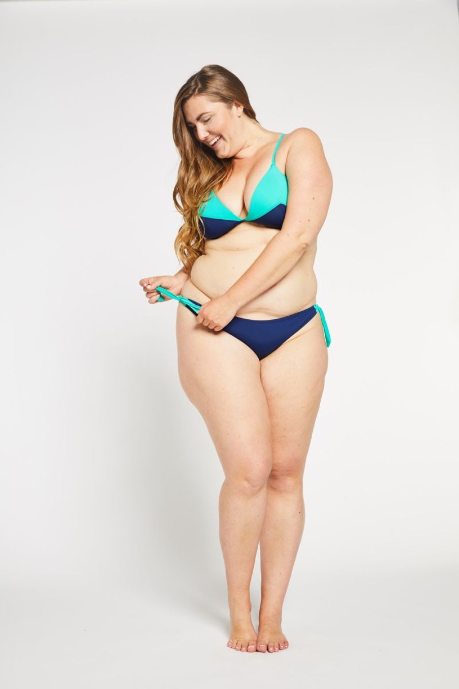 Women Aqua Bay Bikini Bottoms | The Tam Tam Side Tie Cheeky Bikini Bottom In Ocean Navy