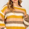 Women Aqua Bay Tops | Striped Sweater With Gold Foiled Detail