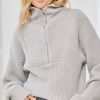 Women Aqua Bay Sweaters & Cardigans | Grey 1/4 Zip Sweater