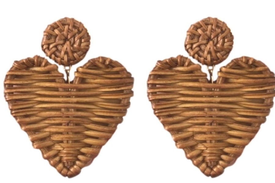 Women Aqua Bay Earrings | Rattan Heart Earrings