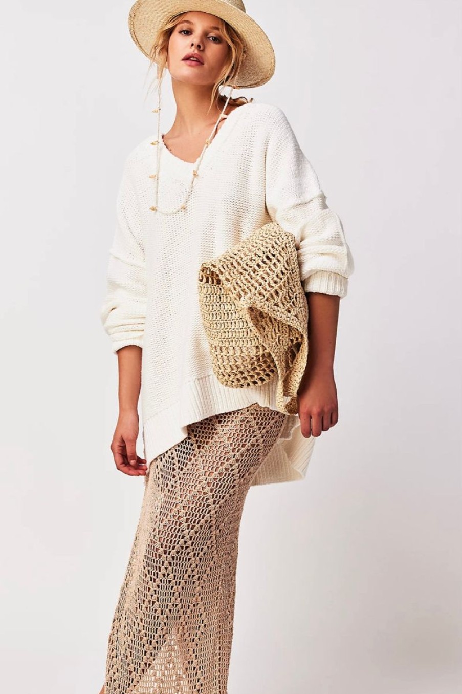 Women Aqua Bay Sweaters & Cardigans | Free People Ali V-Neck Sweater Optic White