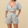 Women Aqua Bay Tops, Bottoms & Sets | Summer Stripes Cotton Short Set