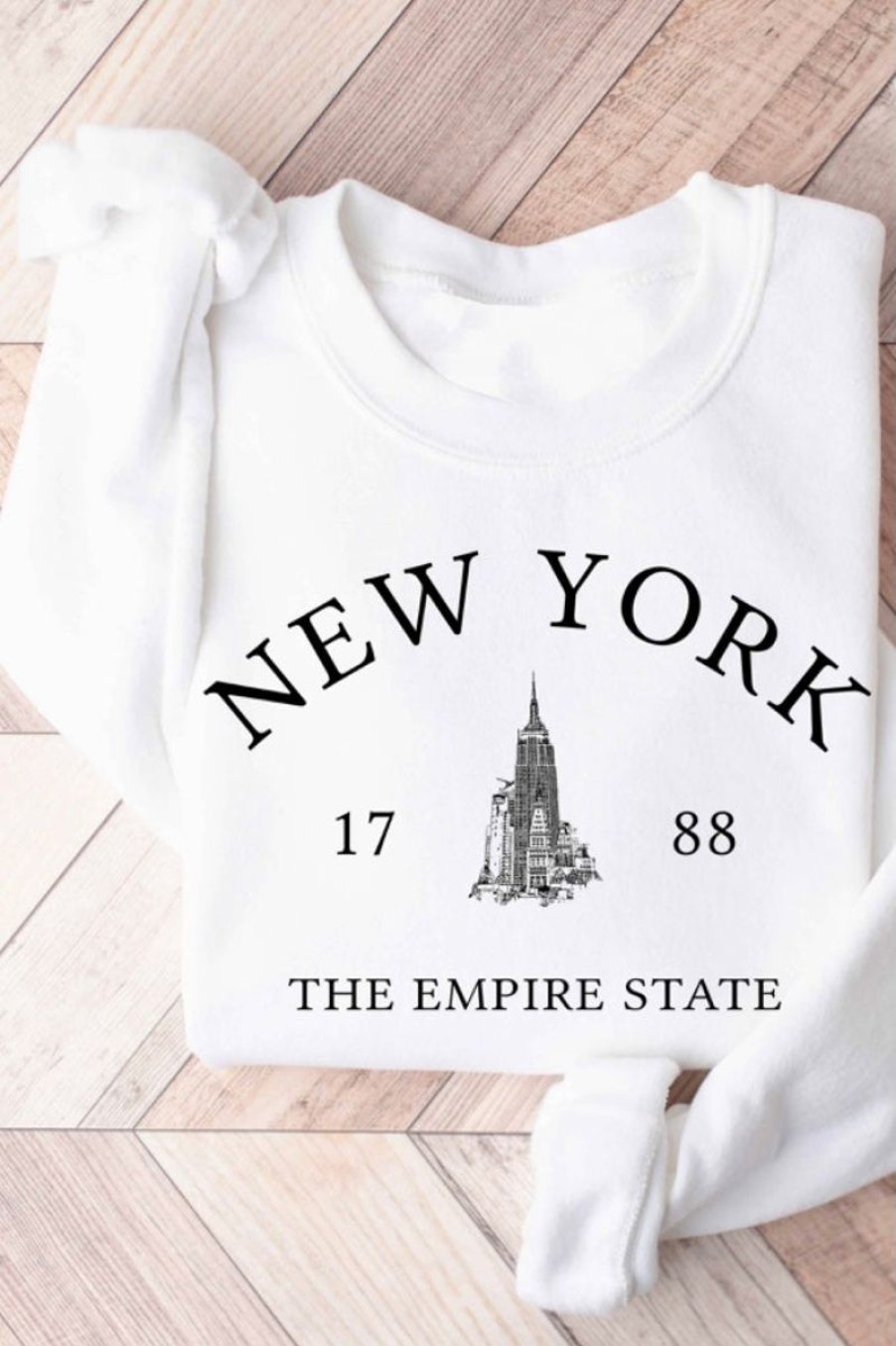 Women Aqua Bay Tops | New York New York Crew Neck Sweatshirt