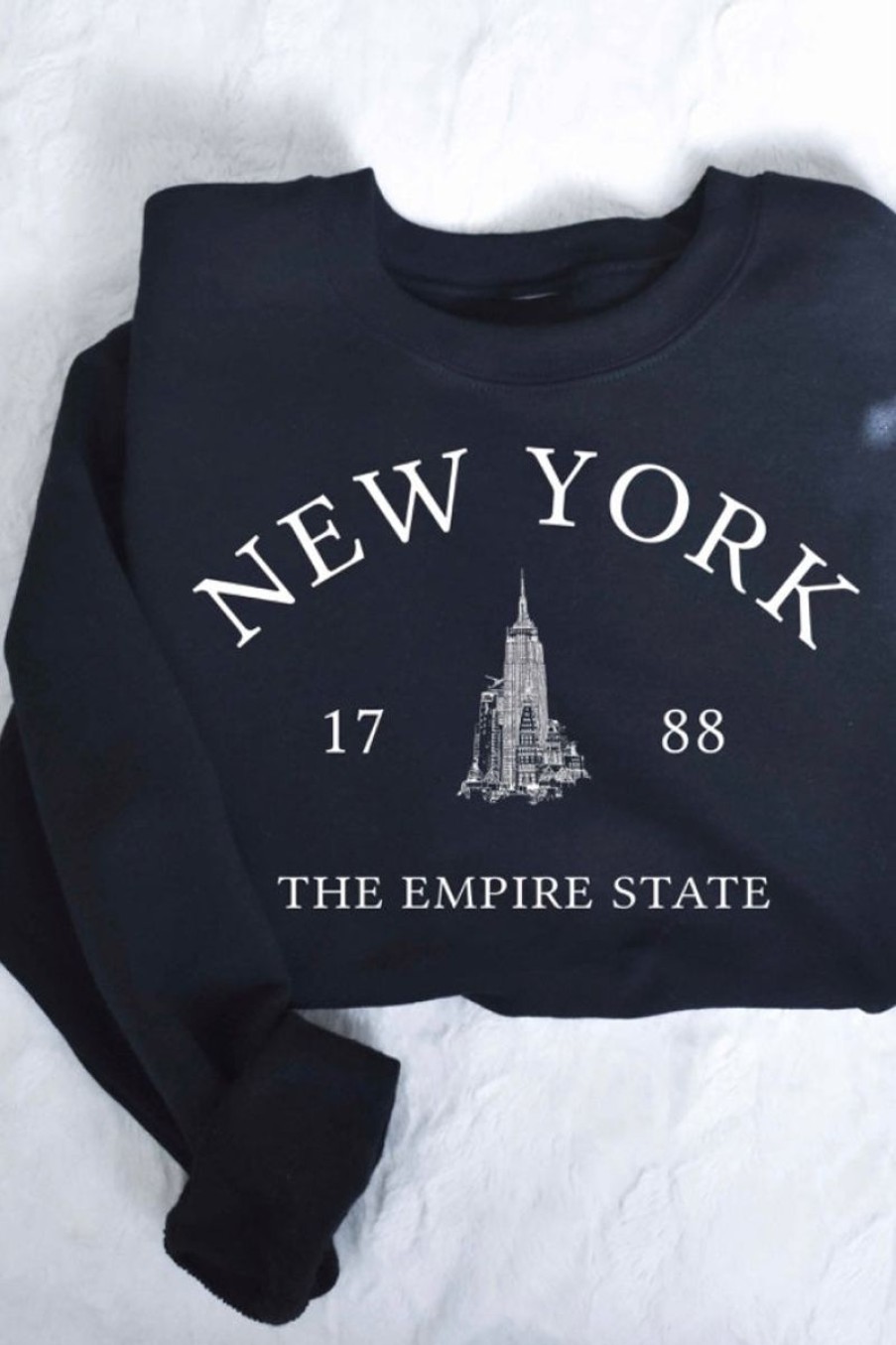 Women Aqua Bay Tops | New York New York Crew Neck Sweatshirt