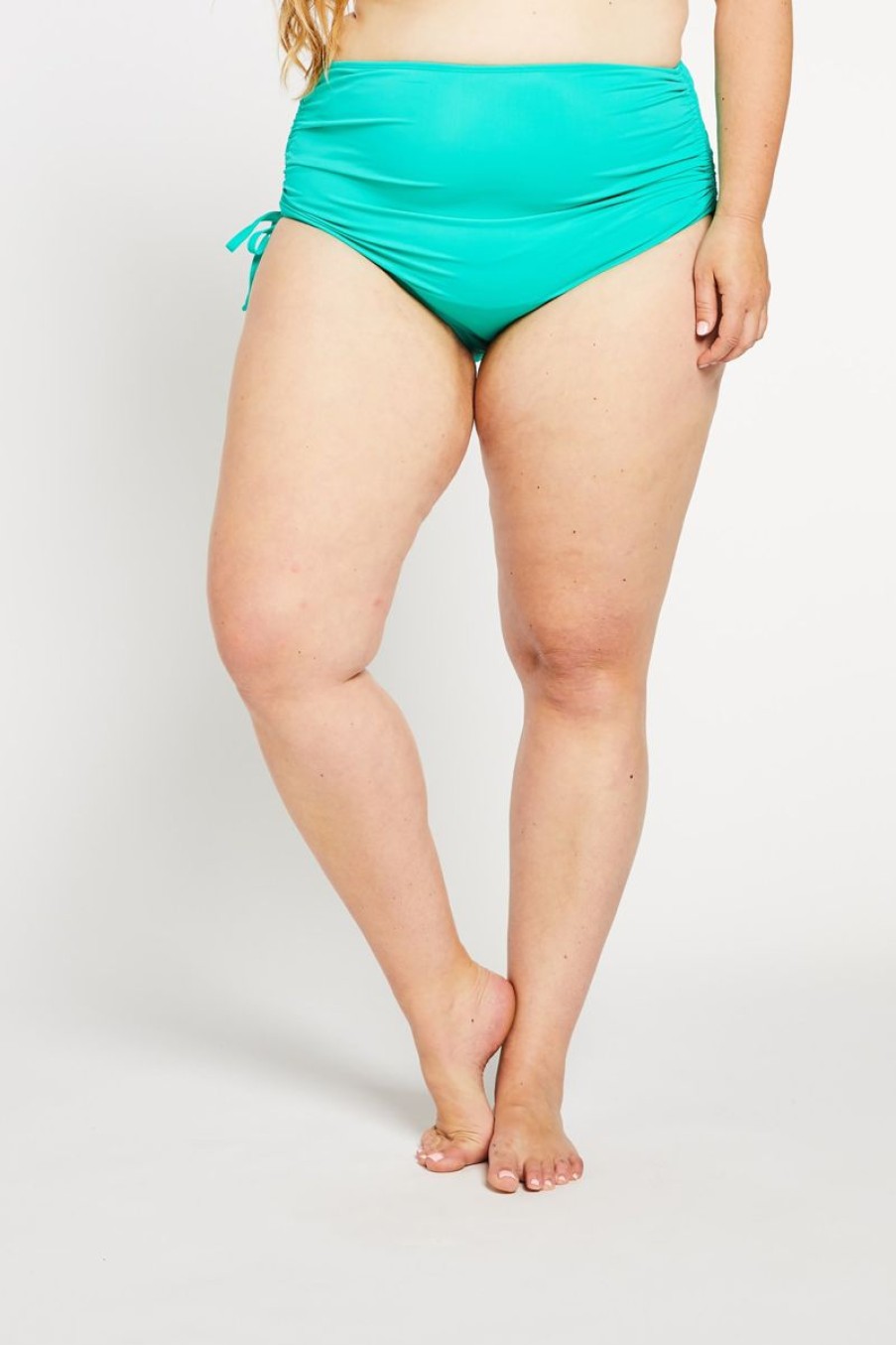 Women Aqua Bay Bikini Bottoms | The Sidney Ruched High Waist Bikini Bottom In Aqua