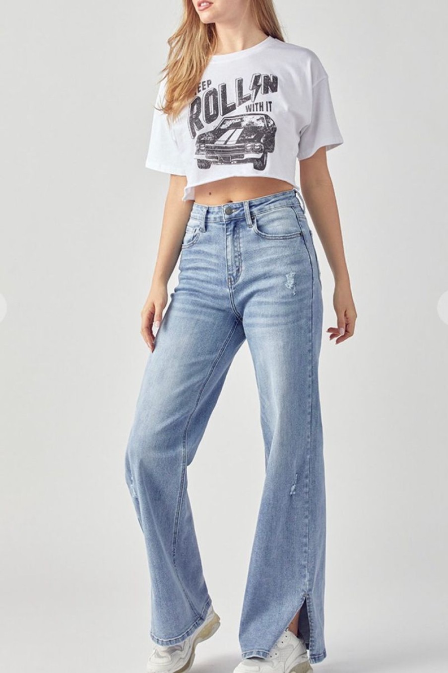 Women Aqua Bay Denim | High Rise Wide Leg Jeans