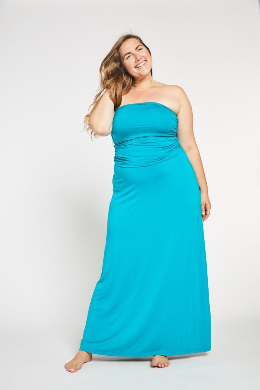 Women Aqua Bay Dresses & Rompers | Bamboo 3 Way Convertible Maxi Dress In Aqua