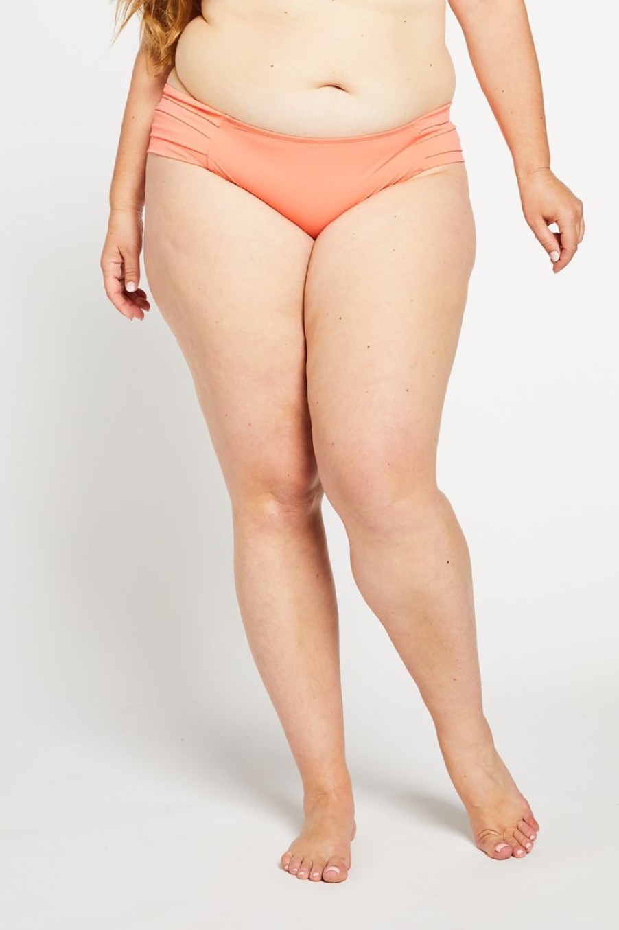 Women Aqua Bay Bikini Bottoms | The Sarah Pleated Bikini Bottom In Coral