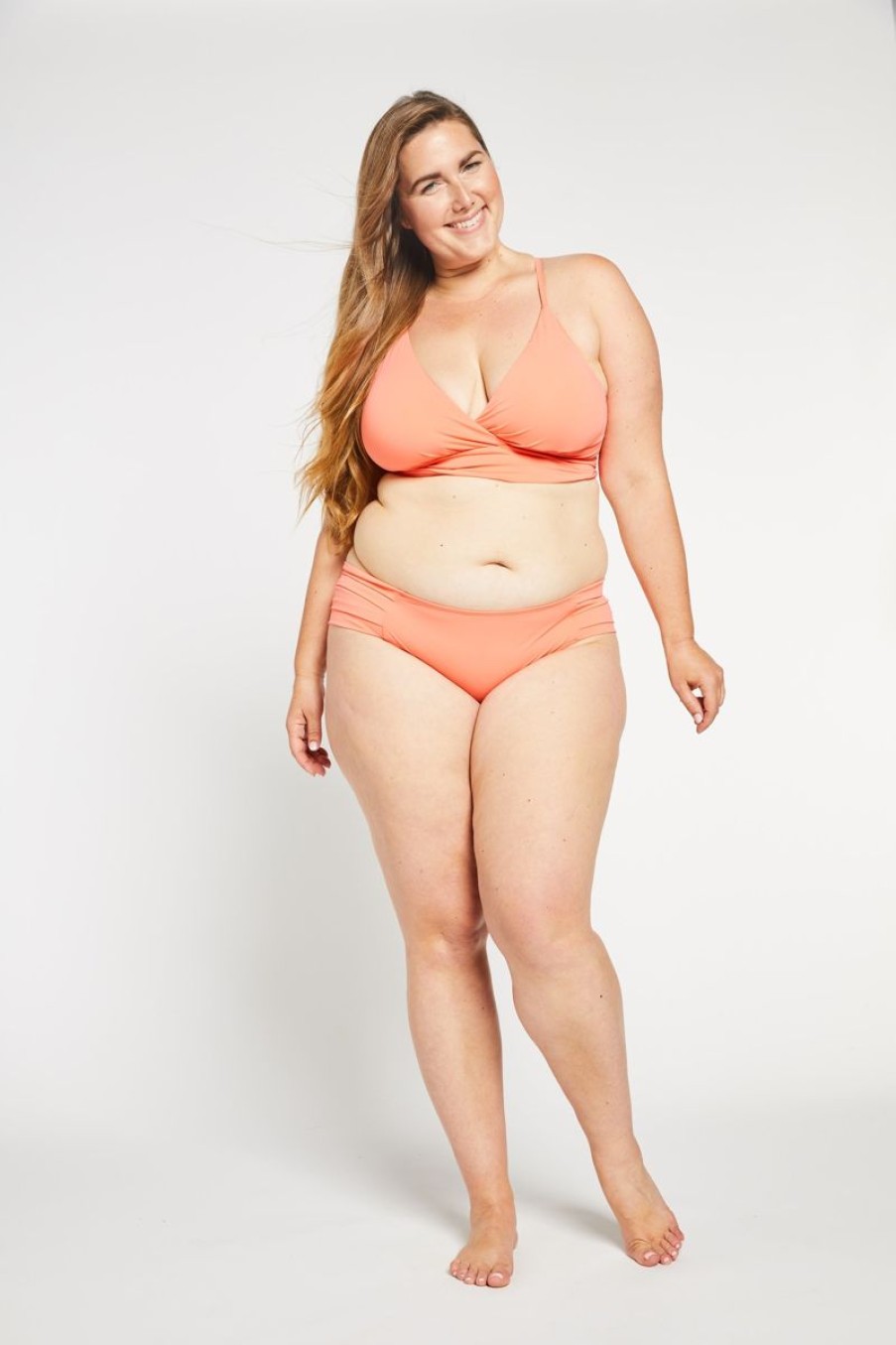 Women Aqua Bay Bikini Bottoms | The Sarah Pleated Bikini Bottom In Coral