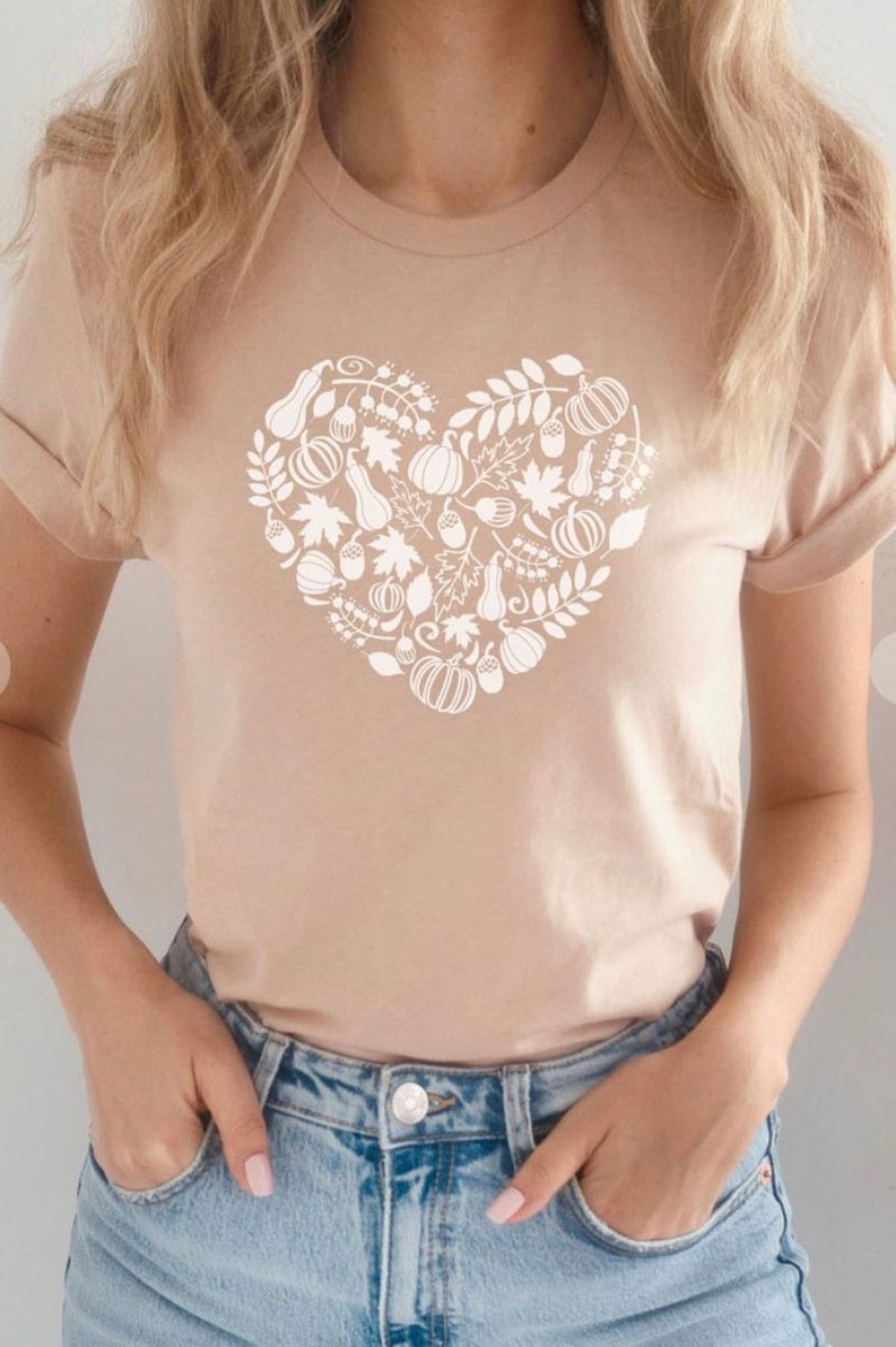 Women Aqua Bay Tops | Fall Heart T-Shirt