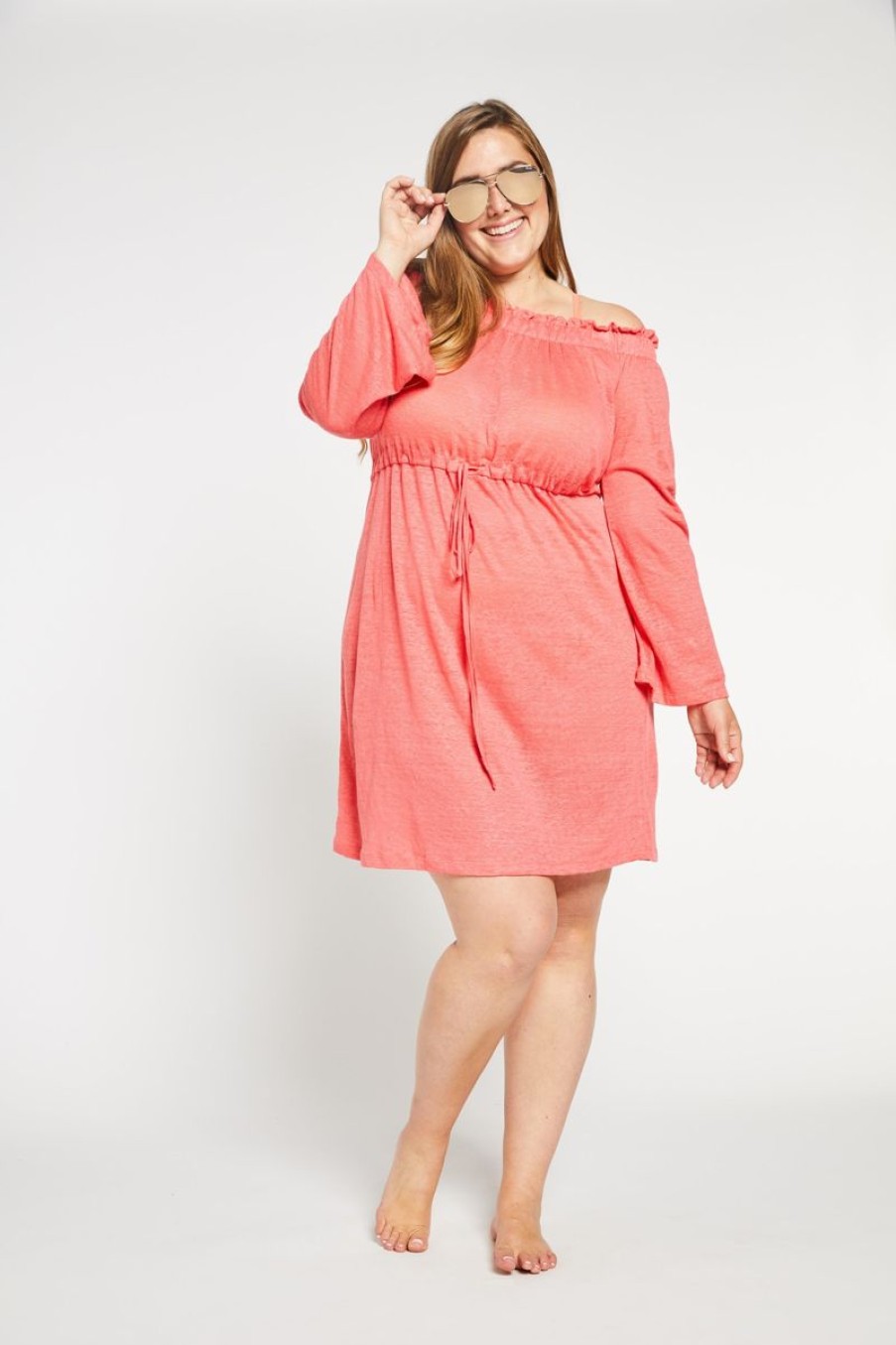 Women Aqua Bay Cover-Ups & Dusters | Linen Bathing Suit Cover-Up In Coral